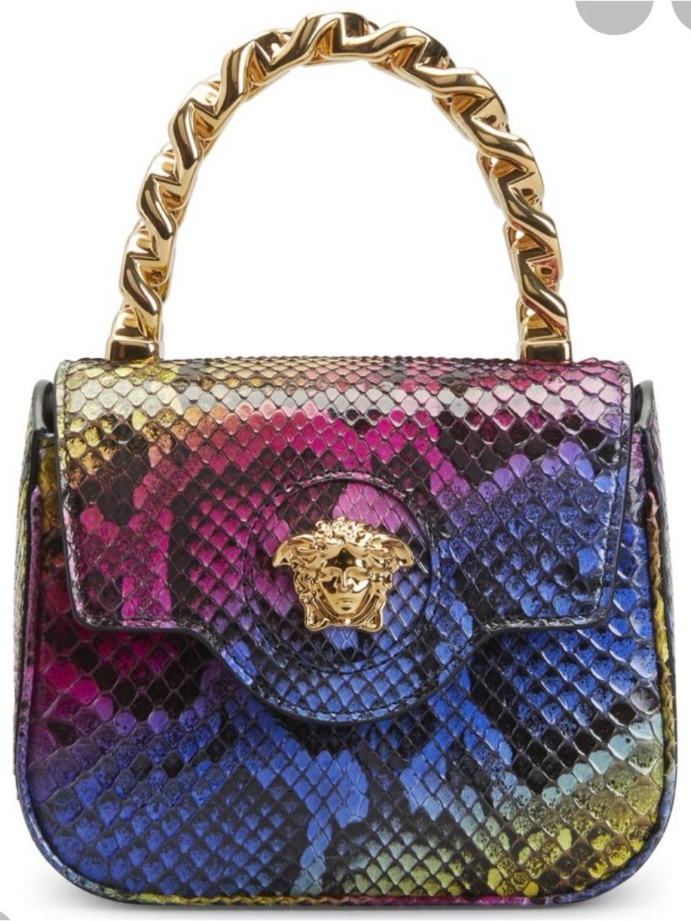 ISO - Versace La Medusa Mini Multicolor Python Mini Top Handle Bag